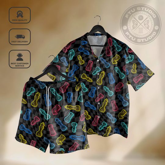 Discover Chess Neon Hawaiian Shirt Board Game Shirt Funny Game Chess Gifts