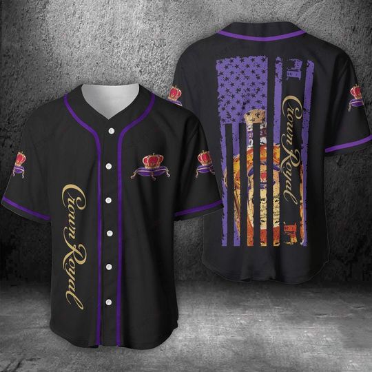 US Flag Black Crown Royal Baseball Jersey - Crown Royal Jersey Shirt For Men Women, Crown Royal Baseball Shirt