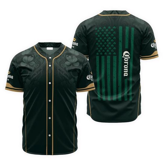 US Flag Saint Patrick's Day Corona Extra Baseball Jersey - Corona Extra Jersey Shirt For Men Women, Corona Extra Baseball Shirt