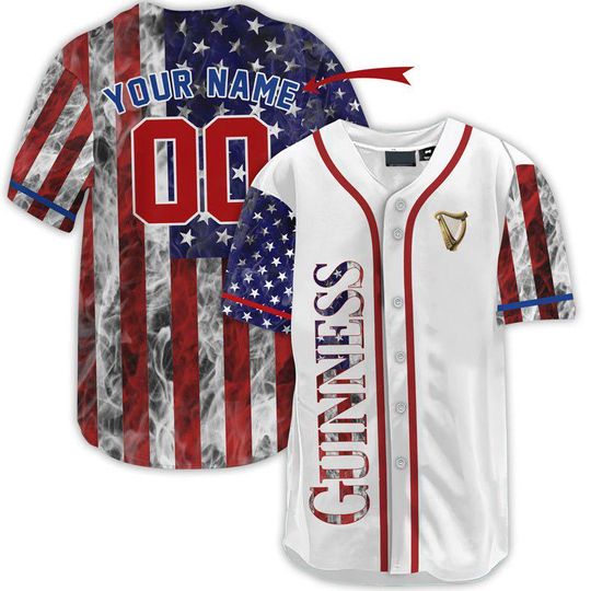 Personalized Patriot Guinness Beer Baseball Jersey - Guinness Beer Jersey Shirt For Men Women, Guinness Baseball Shirt