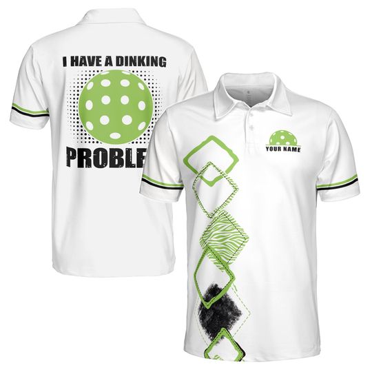 Custom Name I Having A Drinking Problem Argyle Pickleball Men's Polo Shirt