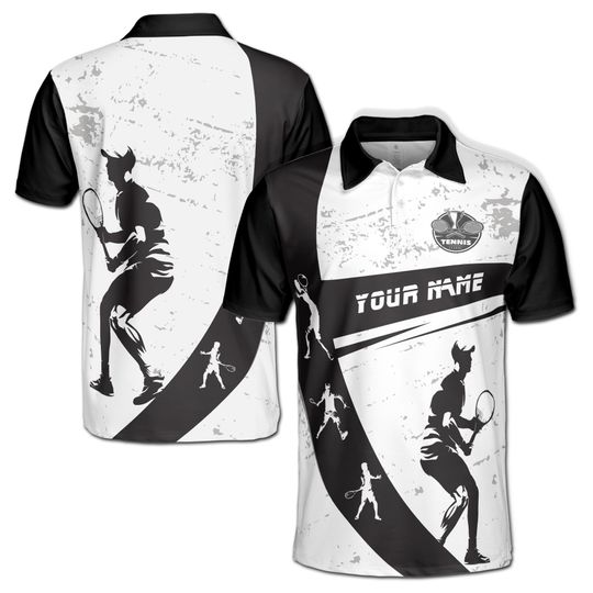 Custom Name Let's Play Tennis Men's Polo Shirt
