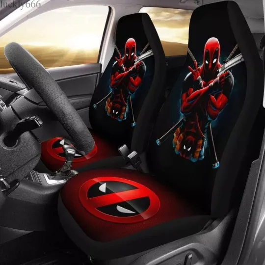 Deadpool Superheroes Car Seat Covers 2PCS Universal Fit Pickup Seat Protectors