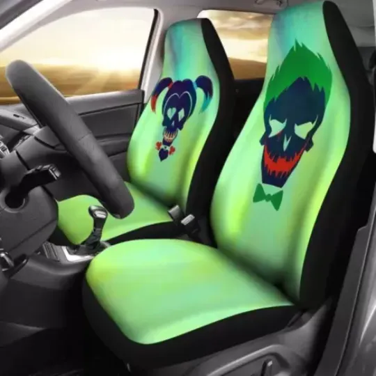 Joker And Harley Quinn Car Seat Covers, Funny Gift For Fans