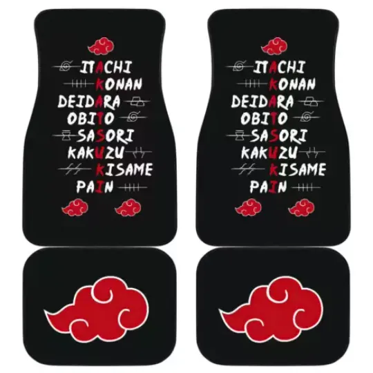 Akatsuki Narutoo Car Floor Mats,All Weather Floor Mats, Auto Car Mats