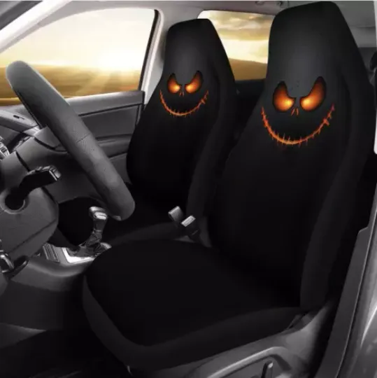 Jack Skellington Face Car Premium Car Seat Covers (set of 2)