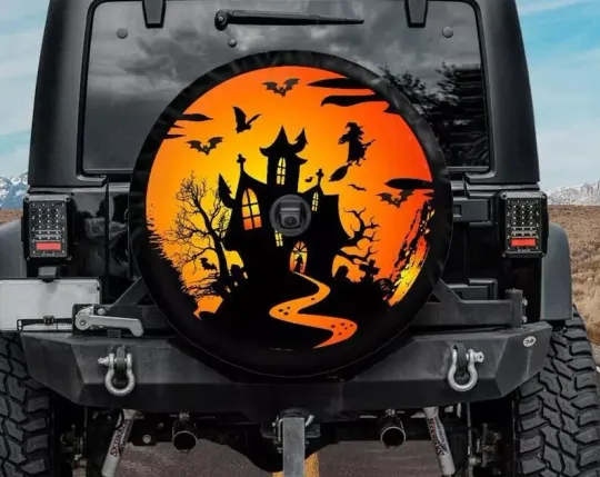 Halloween Haunted House Ghost Castle Spare Tire Cover