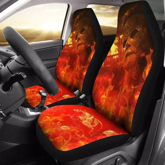 Horror Movie Car Seat Covers Michael Myers In Flaming House