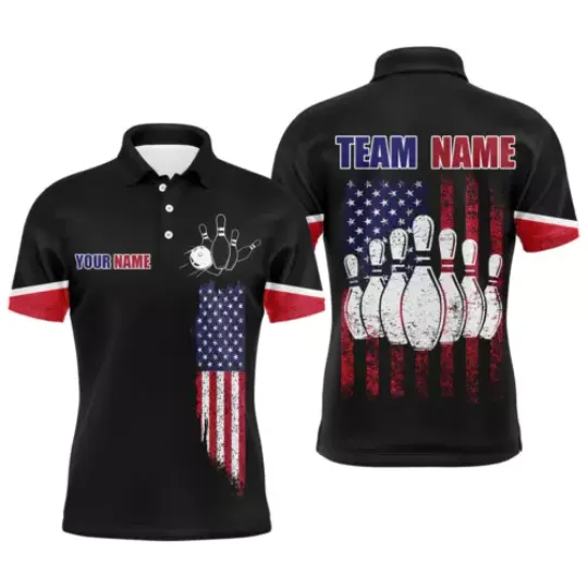 American Flag Bowling Polo Shirt