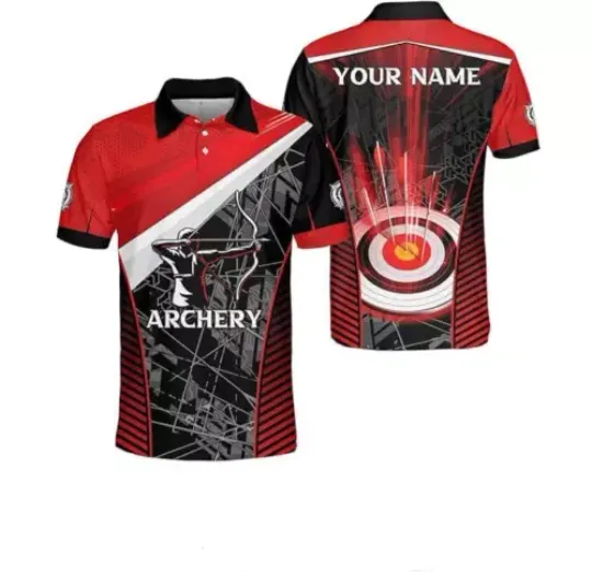 Discover Custom Archery Polo Shirt Personalized Team Archery 3D Polo, Bow and Arrow Shirt