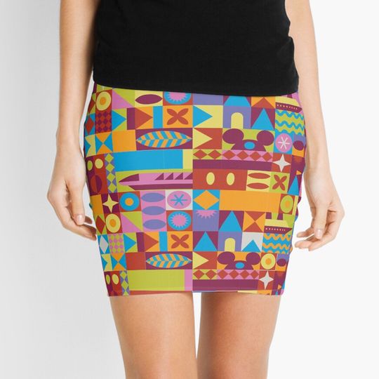 Retro Color Blocks Mini Skirt