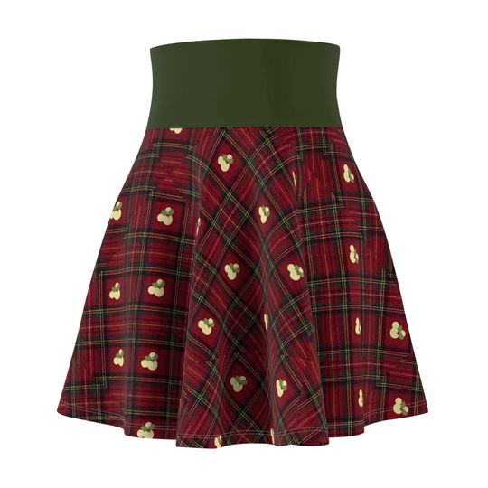 Tartan Christmas Plaid Skater Skirt with Hidden Theme Park Twist/Festive Holiday Fashion/Christmas Tartan Skirt for Your Holiday Party