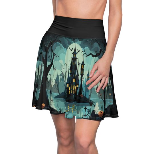 Mary Blair Inspired Haunted Mansion Skater Skirt - Perfect for Disney Vacay, Everyday - Great Gift for Fans of Mary Blair & Haunted Mansion