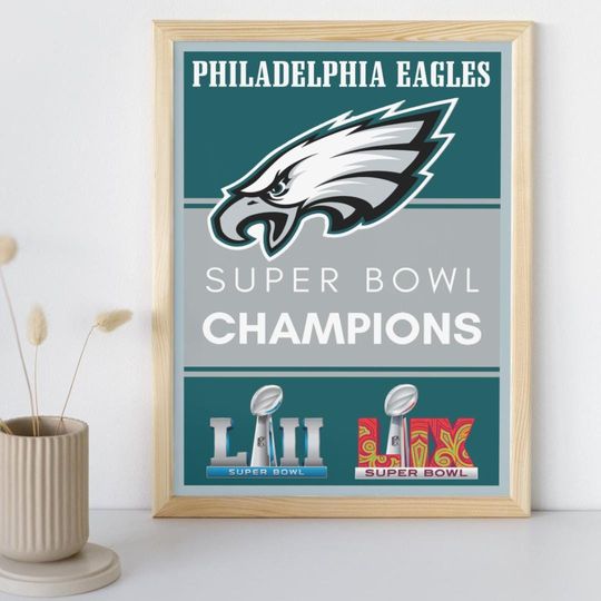 Philadelphia Eagles 2024 Super Bowl Champions Wall Art Poster, Eagles SuperBowl, football Wall Art, Eagles Super Bowl Champs