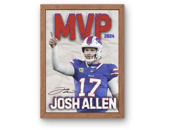 Josh Allen football MVP Poster, Buffalo Bills Merchandise, Most Valuable Player, football Bills Wall Art, Man Cave