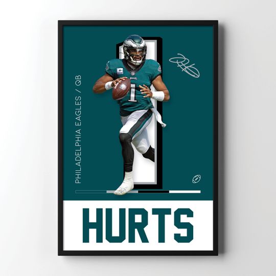 Jelen Hurts Poster | Philadelphia Eagles Poster | Wall Art | Home Decor
