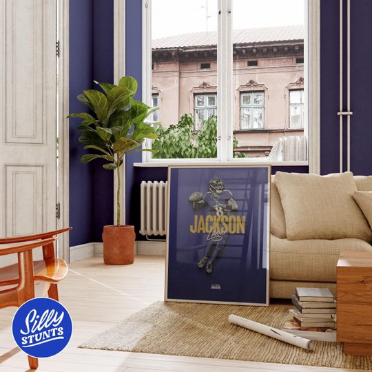 Lamar Jackson Poster, Baltimore Ravens Poster, Football Prints, Sports Poster, Football Gift, Ravens Wall Art, football Poster