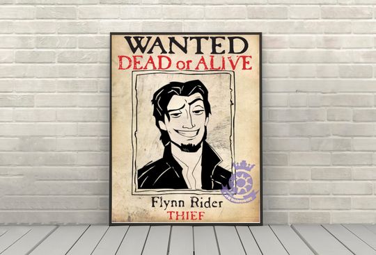 Discover Flynn Rider Wanted Poster Tangled Poster Vintage Disney Movie Poster Classic Disney World Posters Disneyland Poster