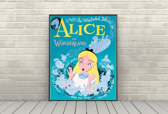 Alice in Wonderland Poster Vintage Disney Movie Poster Classic Disney Poster Disney World Posters Disneyland Poster