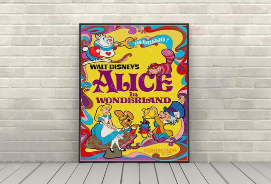 Discover Alice in Wonderland Poster Vintage Disney Movie Poster Classic Disney World Posters Disneyland Poster