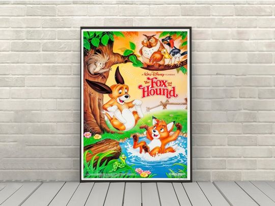 The Fox and the Hound Poster Vintage Disney Movie Poster Classic Disney World Posters Disneyland Poster