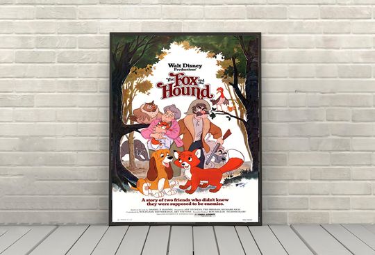 The Fox and the Hound Poster Vintage Disney Movie Poster Classic Disney World Posters Disneyland Poster
