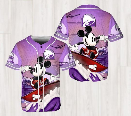 Taco Bell Jersey, Mickey Mouse Jersey Shirt, Tacos Baseball Jersey, Mexico Food Shirt, Disney Cartoon Shirt, Athletic Jersey