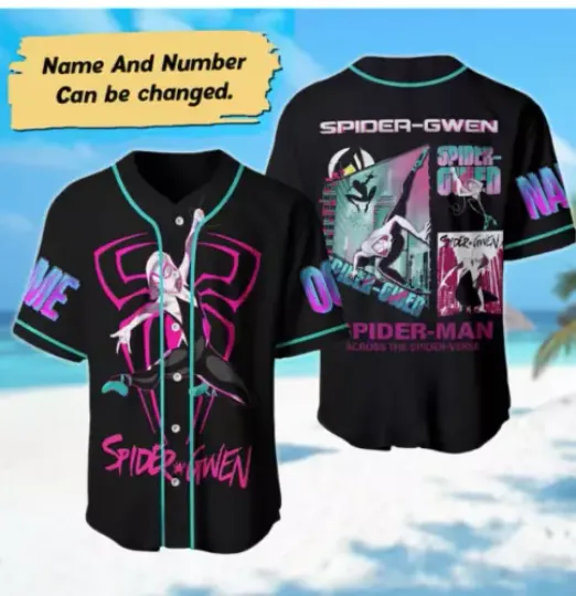 Personalized Spider Gwen 3D Baseball Jersey Shirt