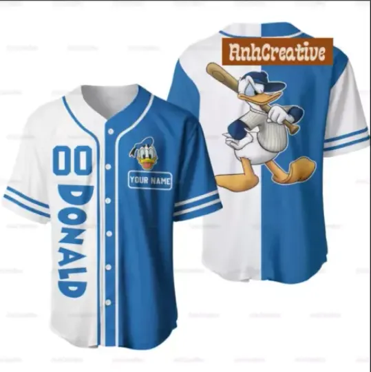 Personalized Donald Duck 3D Baseball Jersey Shirt