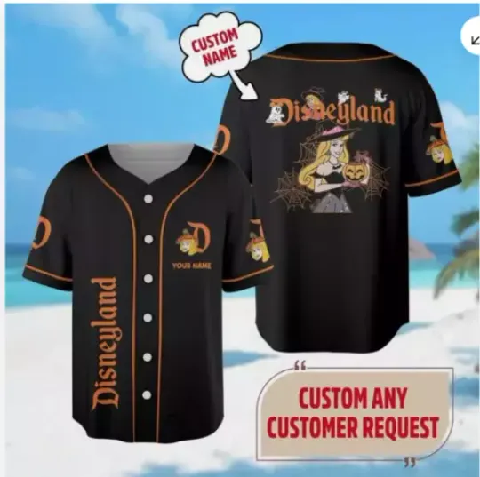 Discover Personalized Aurora Princess Witch Pumpkin Happy 3D Baseball Jersey Shirt