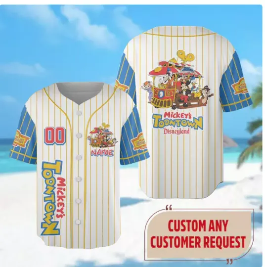 Custom Mickey's Toontown 3D Baseball Jersey Shirt