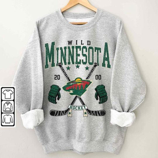 Minnesota Wild Vintage 90s Sweatshirt, Ice Hockey Shirt, Crewneck Minnesota Wild Sweatshirt, Minnesota Wild Fan Gift Unisex