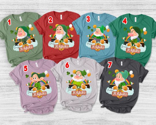 Snow White and Seven Dwarfs St. Patrick's Day Shirt/Disney Irish Shamrock/Disneyland Vacation Trip/7 Dwarfs St. Patrick's Day