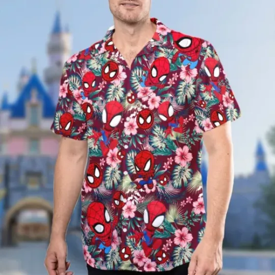 Spiderman Hawaiian Shirt Button Down Unisex Adults Outfit