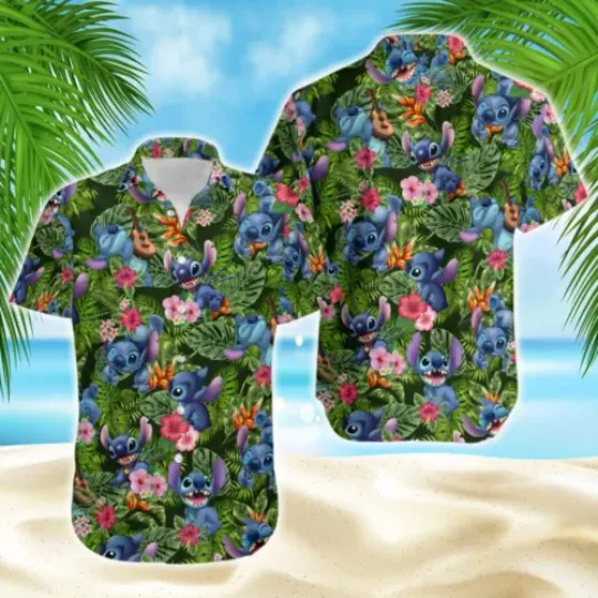 Discover Stitch Hawaiian Shirt Button Down Unisex Adults Outfit