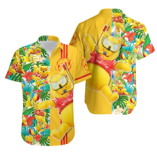 Winnie The Pooh Hawaiian Shirt Button Down Unisex Adults Outfit