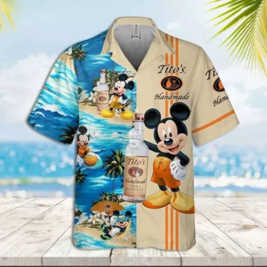Mickey Mouse Drinking Vodka Hawaiian Shirt
