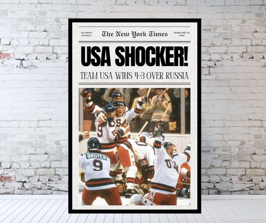 Miracle On Ice Newspaper, USA Hockey, Olympics, Hockey Newspaper, Vintage Hockey Poster