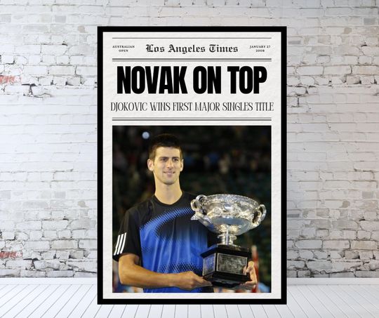 Novak Djokovic 2008 Australian Open Victory, First Major Singles Title Newspaper Poster