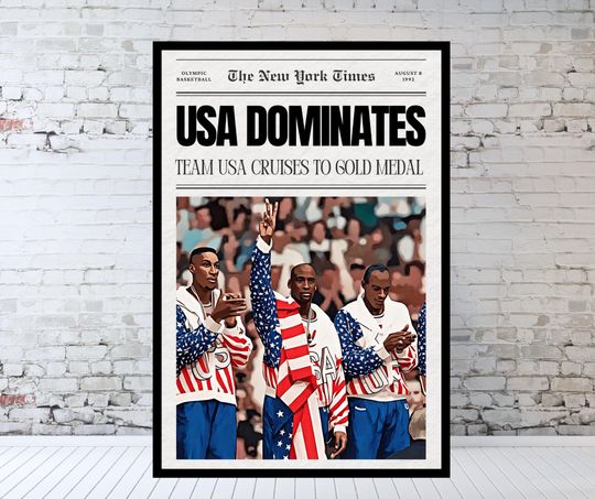 USA Basketball Olympics, Basketball Newspaper, Vintage Basketball, 1992 Barcelona Poster