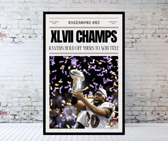 Baltimore Ravens Newspaper, Super Bowl Champions, Super Bowl XLVII, Baltimore Ravens Print, Baltimore Ravens Poster