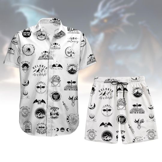 Velaris Acotar Hawaii Shirt, Velaris City Of Starlight Button Shirt, The Night Court Summer Short, Book Lover Gift, Sarah J Maas Merch