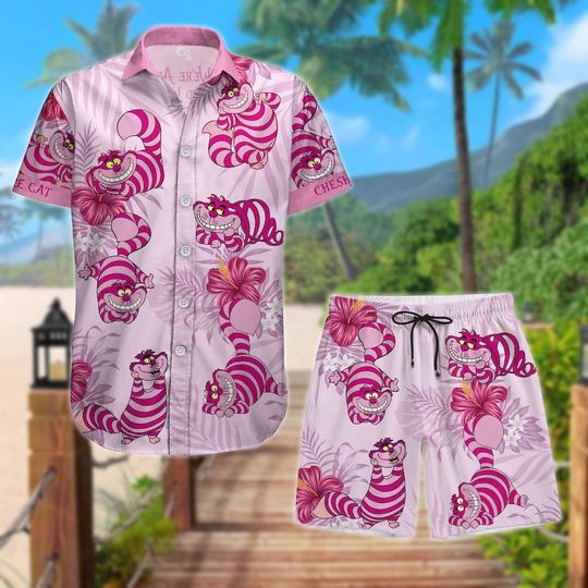 Cheshire Cat Button Shirt, Alice In Wonderland T-Shirt, Disney Cheshire Man Short, Alice Cat Hawaiian Shirt, Magic Kingdom Family Gift