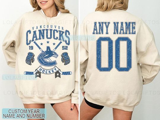 Personalized Vancouver Hockey Sweatshirt, Vancouver Canucks crewneck, Vancouver Hockey shirt, Custom Hockey Shirt, Hockey Number Shirt