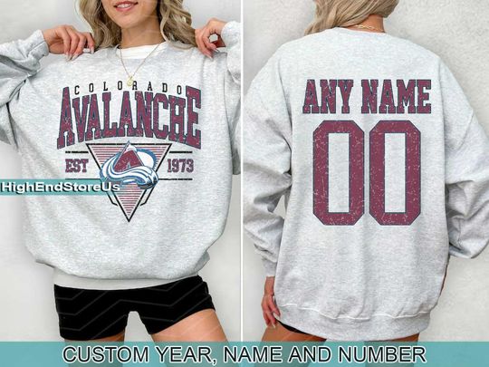 Personalized Colorado Hockey Sweatshirt, Colorado Avalanche crewneck, Colorado Hockey shirt, Custom Hockey Shirt, Hockey Number Shirt