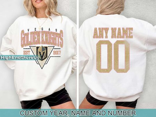 Personalized Vegas Hockey Sweatshirt, Vegas Golden Knights crewneck, Vegas Hockey shirt, Custom Hockey Shirt, Hockey Number Shirt