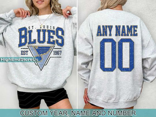 Personalized St. Louis Hockey Sweatshirt, St. Louis Blues crewneck, St. Louis Hockey shirt, Custom Hockey Shirt, Hockey Number Shirt