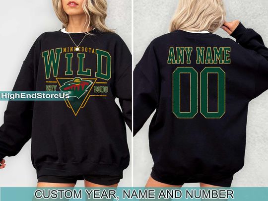 Personalized Minnesota Hockey Sweatshirt, Minnesota Wild crewneck, Minnesota Hockey shirt, Custom Hockey Shirt, Hockey Number Shirt