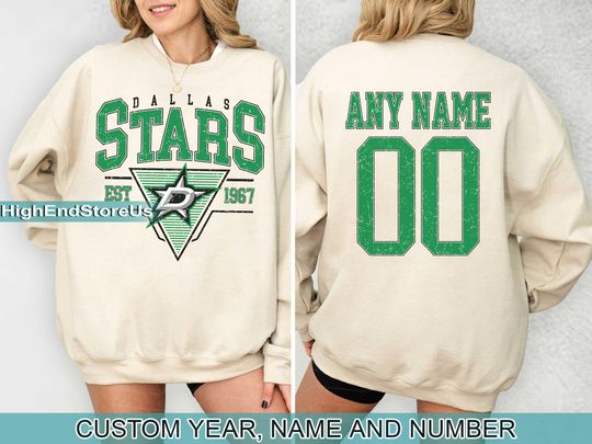 Personalized Dallas Hockey Sweatshirt, Dallas Stars crewneck, Dallas Hockey shirt, Custom Hockey Shirt, Hockey Number Shirt