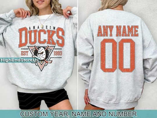 Personalized Anaheim Hockey Sweatshirt, Anaheim Ducks crewneck, Anaheim Hockey shirt, Custom Hockey Shirt, Hockey Number Shirt
